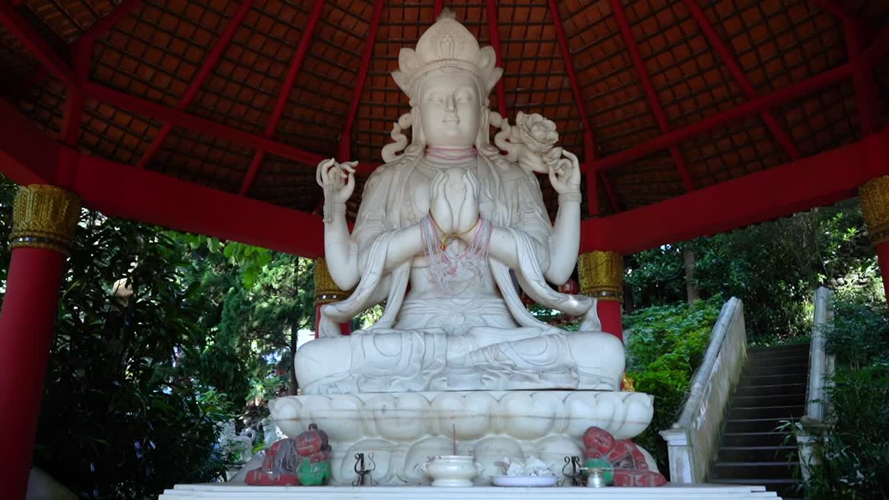 Incredible white stone statue in a old Buddhist Temple in Chiang Mai, Thailand.
