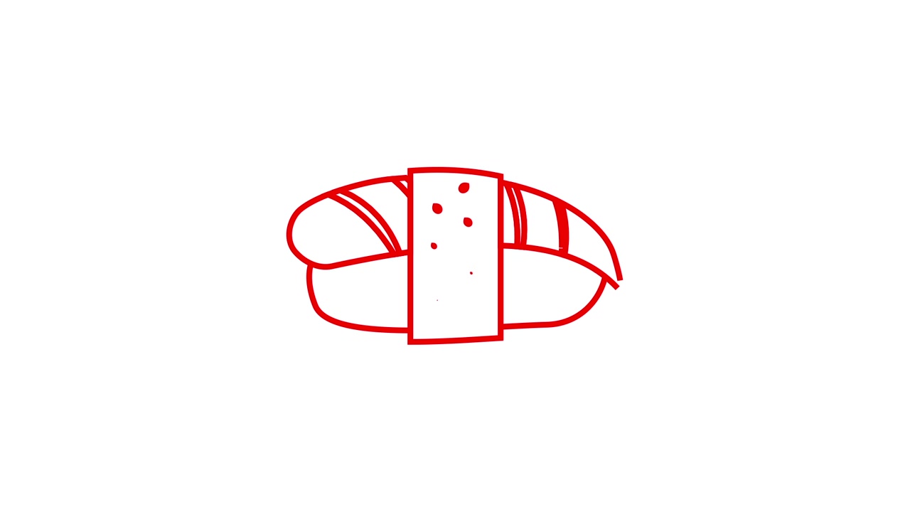 Animated Red Line Drawing of a Sushi Nigiri