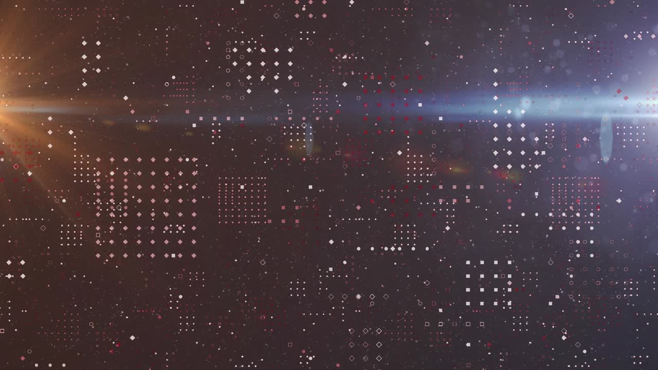 Animation of split screen showing glowing orange spotlight and light falling on black