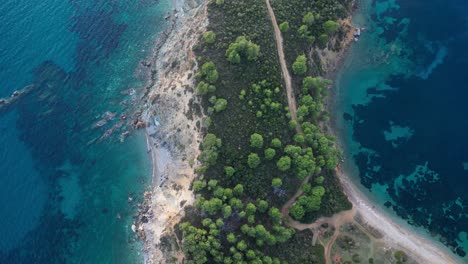 Sithonia-Cape:-Aerial-Stock-Footage-of-Stunning-Chalkidiki-Coastline,-Greece