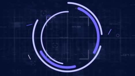 animación del ojo en el visor sobre formas geométricas contra números cambiantes en el fondo.