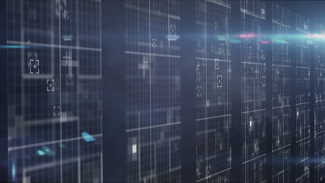 effetto fumo blu su più schermi con elaborazione dei dati su sfondo blu