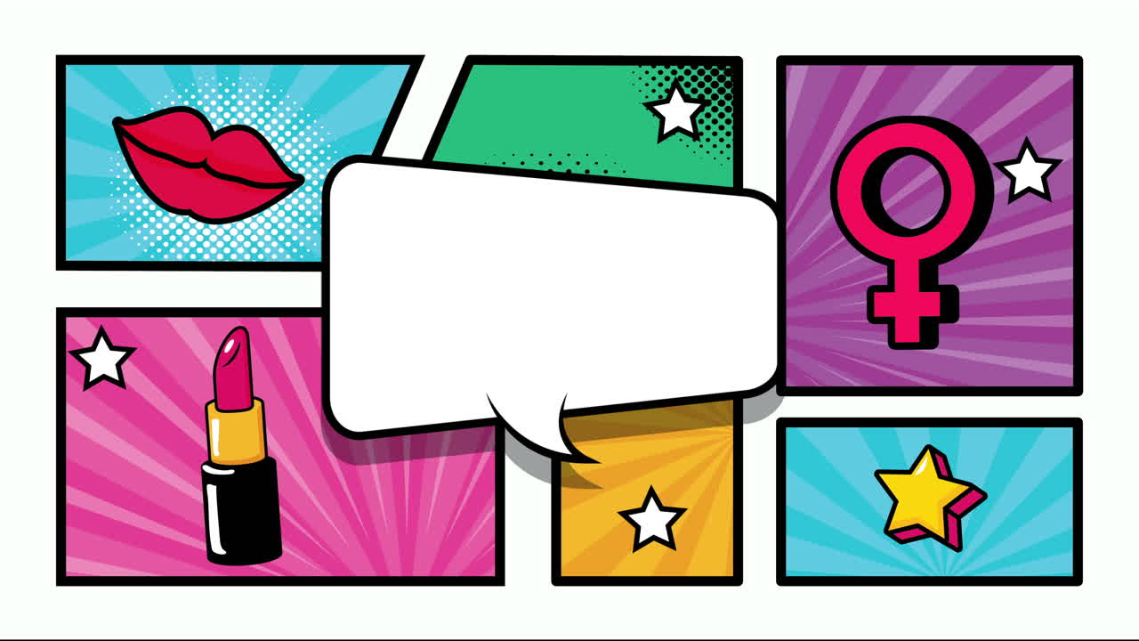 bolla di espressione con fascio di elementi stile pop art