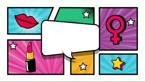 burbuja de expresión con un paquete de elementos estilo pop art