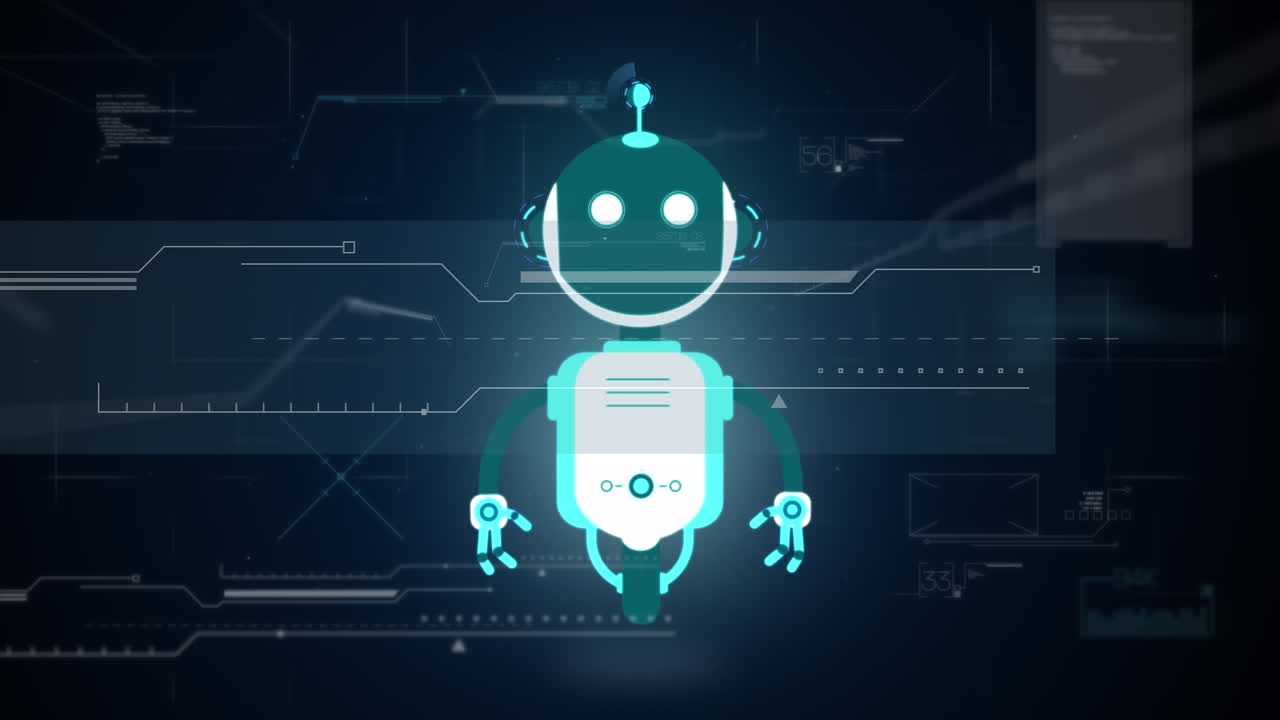 Animation of ai chatbot icon and data processing