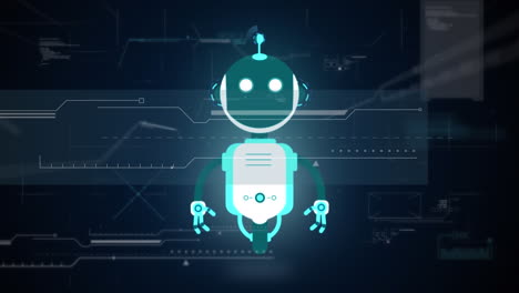 animación del icono de un chatbot y procesamiento de datos