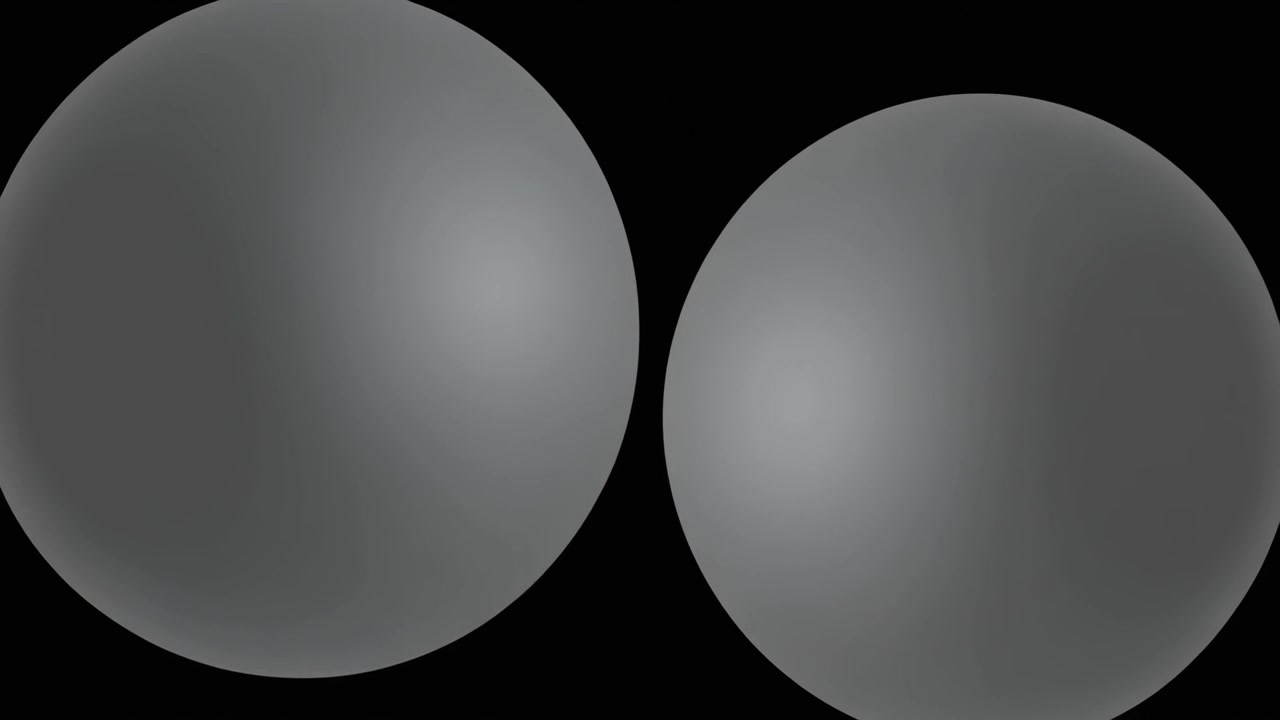 Two Grey Spheres Changing Lighting and Shading Against Black Background