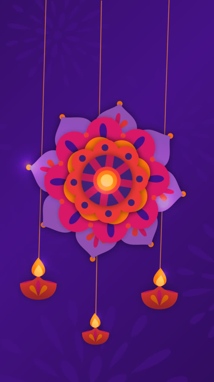 An animation of a Diwali background in paper style