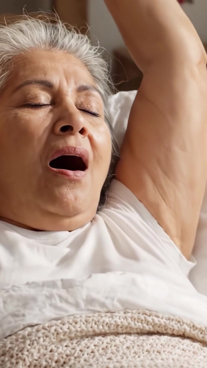 Un Momento di Riposo Sereno: Un'Anziana Signora si Gode un Sonno Tranquillo sul Suo Letto, Avvolta da Comfort e Serenità in un Ambiente Accogliente.