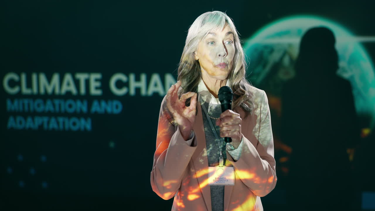 Woman Speaking at a Climate Change Conference