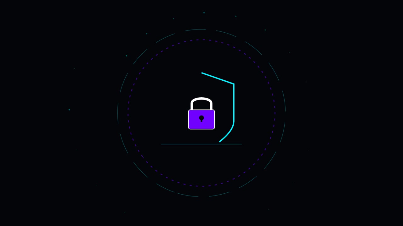 Digital Security Icon Animation with Rotating Shield and Lock