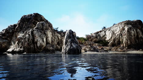 basalt rocks in the ocean