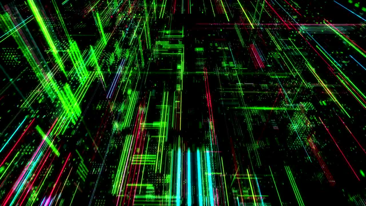 cyber space science and technology background. 3D render 4K loop.