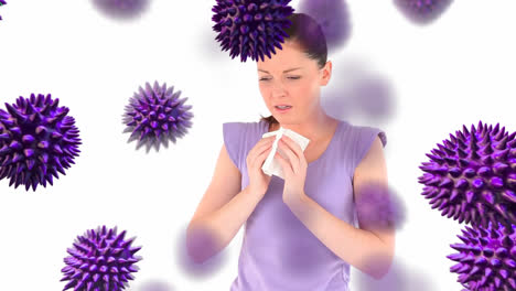 purple viruses and ill woman