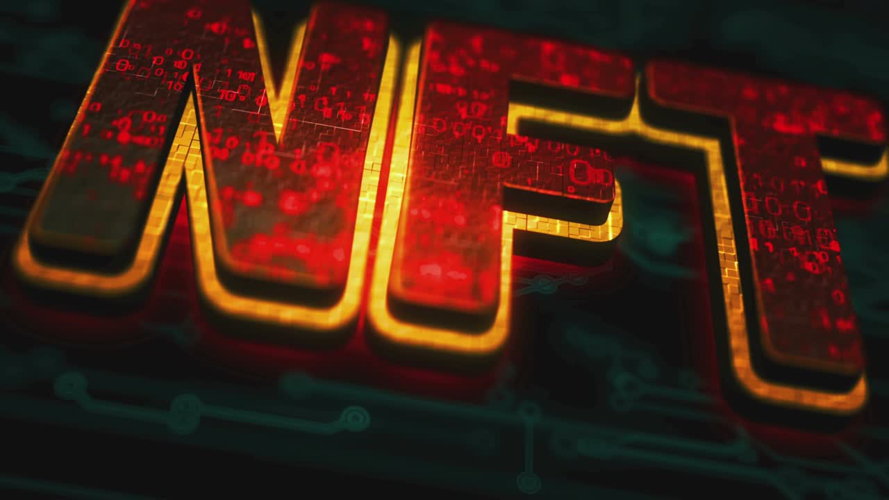 el concepto digital del símbolo de token no fungible de nft