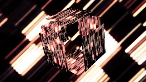 abstract glowing cube with diagonal lines