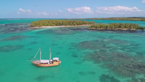 mauritian fishing boat in blue sea