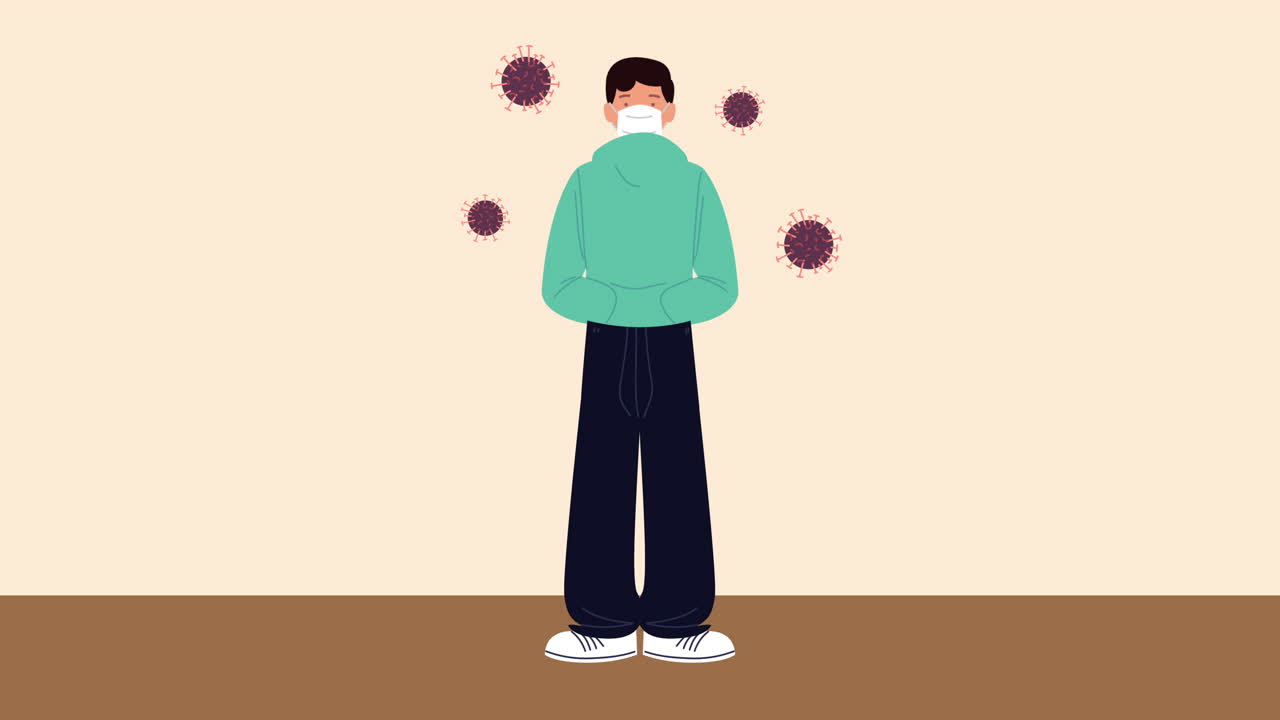 팬데 기간 동안 마스크를 착용하는 사람