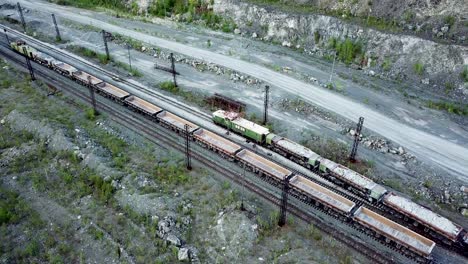 aerial view of cargo train at a quarry