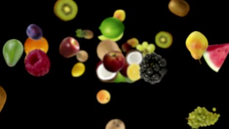 falling fruits background, loop, with alpha channel