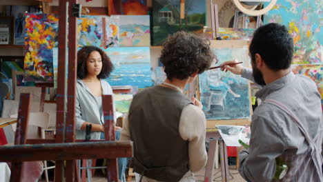 art class: painting a portrait