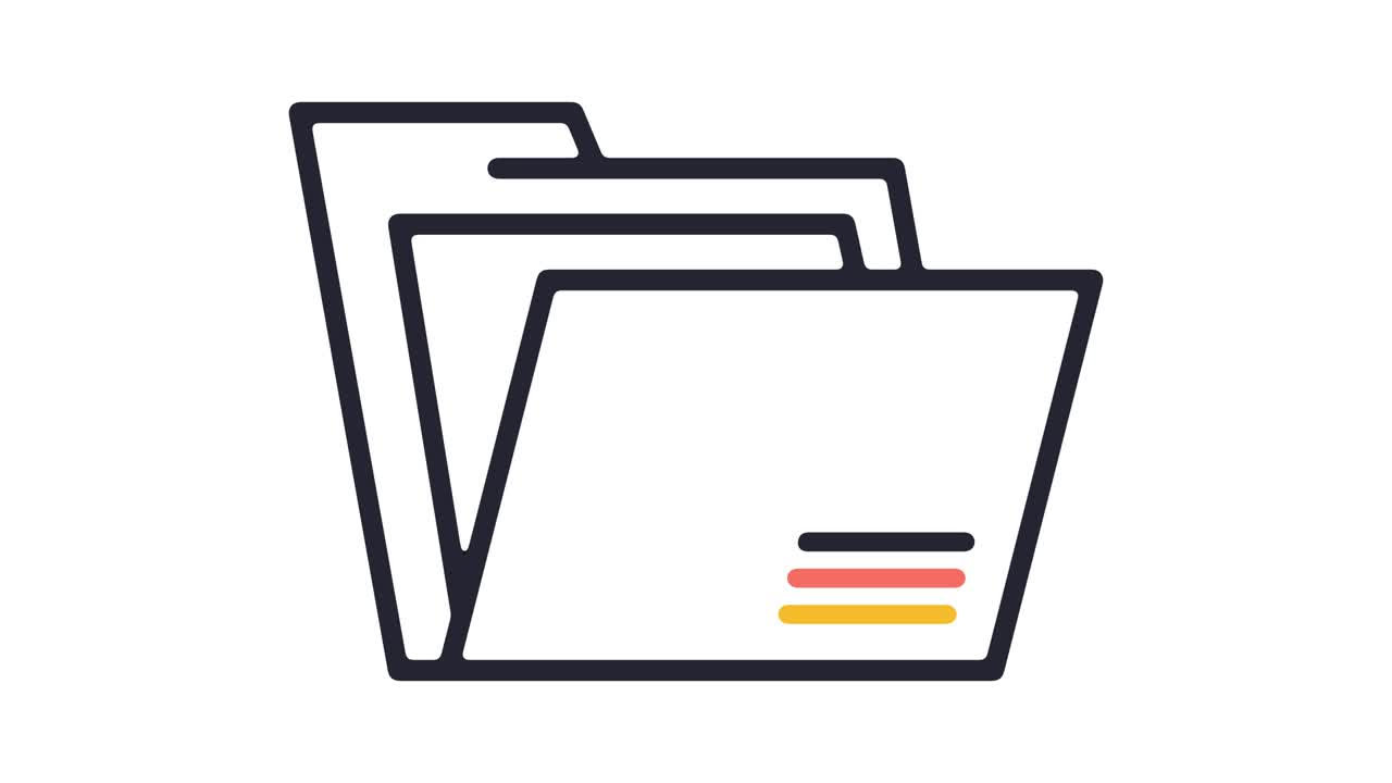 animación del icono de la línea del archivo de documentos en línea con alfa