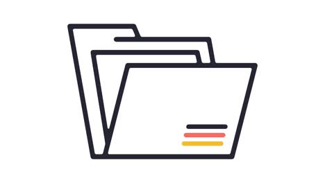 animación del icono de la línea del archivo de documentos en línea con alfa