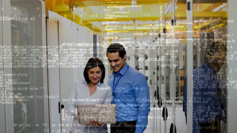 workers working in server room