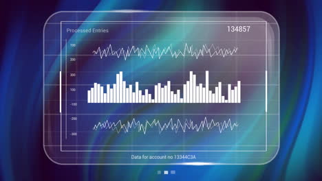 animación de estadísticas y procesamiento de datos digitales sobre un fondo oscuro