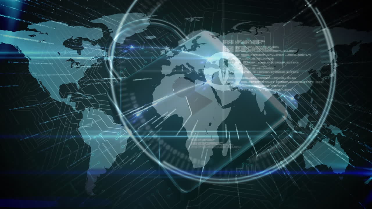 ⁇ 락의 애니메이션과 세계 지도를 배경으로 한 데이터 처리