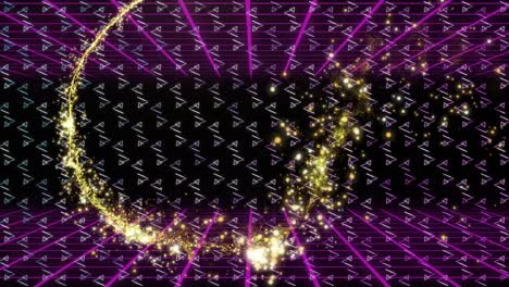animación de puntos y formas de luz sobre líneas sobre fondo negro
