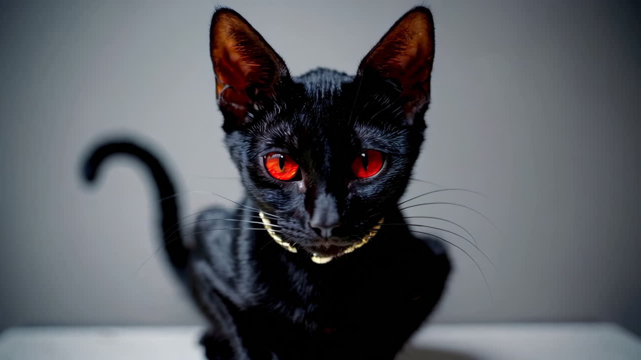 赤い目を持つ黒い猫