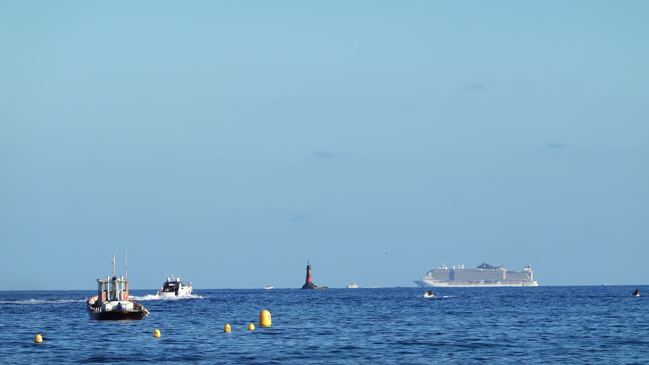 Boats moving on the sea in Vallauris, France