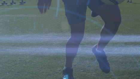 백인 남성 축구 선수에 대한 데이터 처리 애니메이션