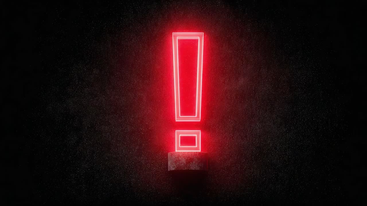 A Bright Red Exclamation Mark Illuminated in Darkness, Signifying Urgency and Attention on a Textured Background