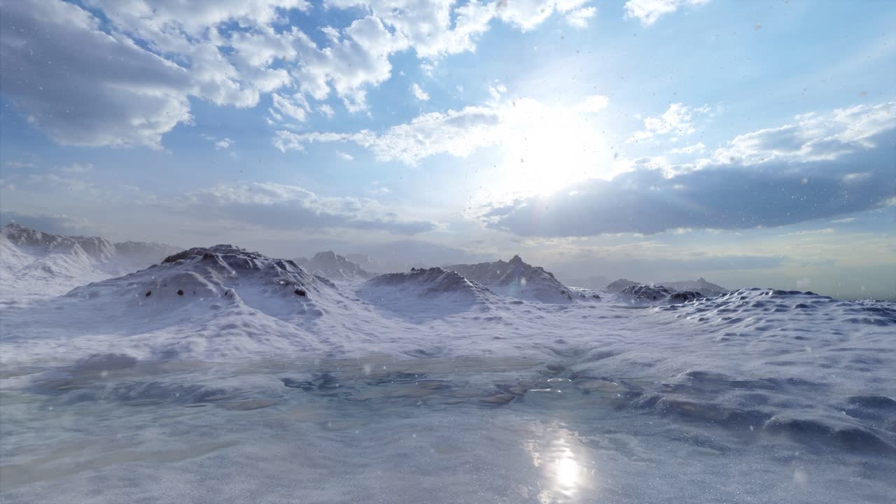 눈 덮인 산의 풍경