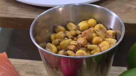 roasted corn in metal bowl