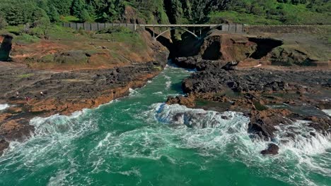 located in the cape perpetua scenic area, just three miles south of yachats oregon, thor's well is a bowl-shaped hole carved out of the rough basalt shoreline