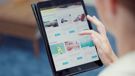 compras en línea, pantalla y mano en tableta