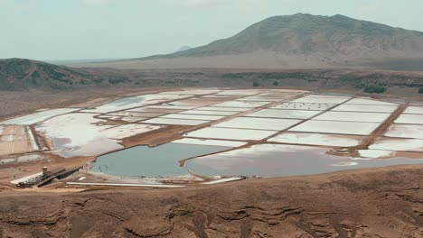 salt mine at pedra lume, sal island, cape verde - aerial drone shot