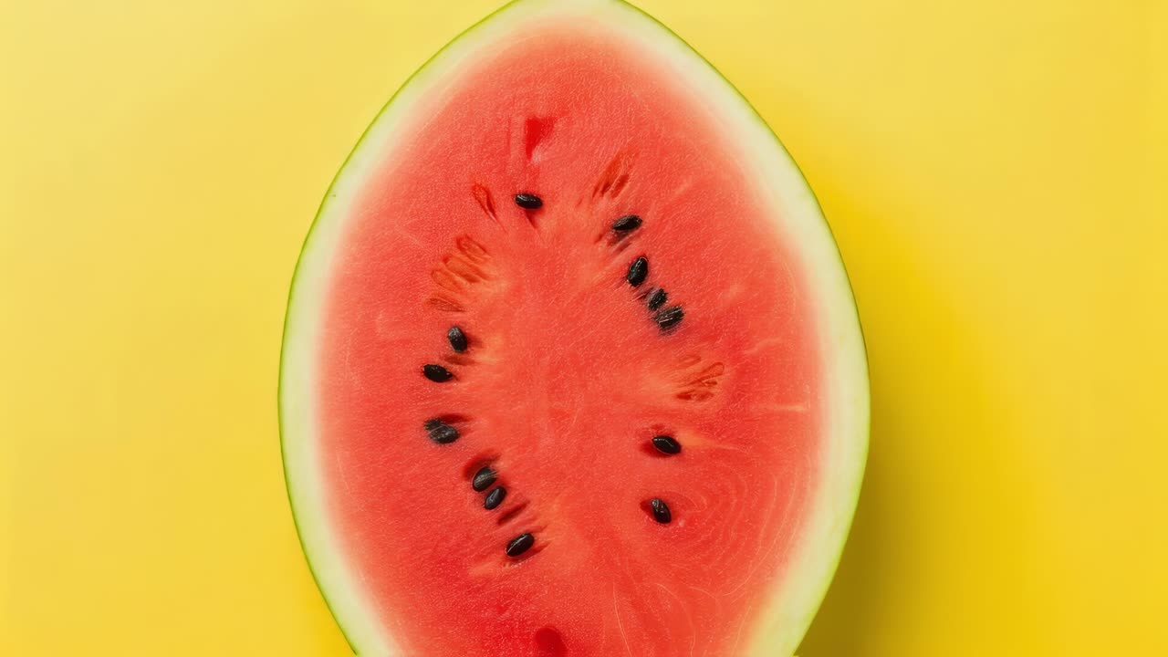 Close-up of a watermelon slice on a yellow background