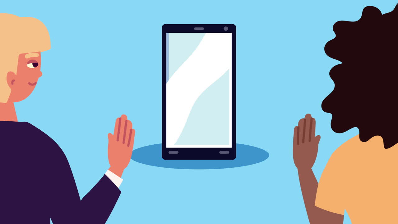 스마트폰 애니메이션으로 인종 간 커플