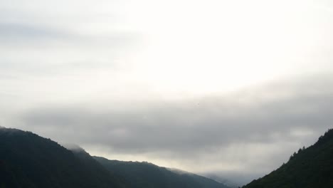 코헴, 라인랜드 팔라티네이트 근처의 모젤 강을 둘러싼 가파른 언덕 위에 짙은 아침 안개