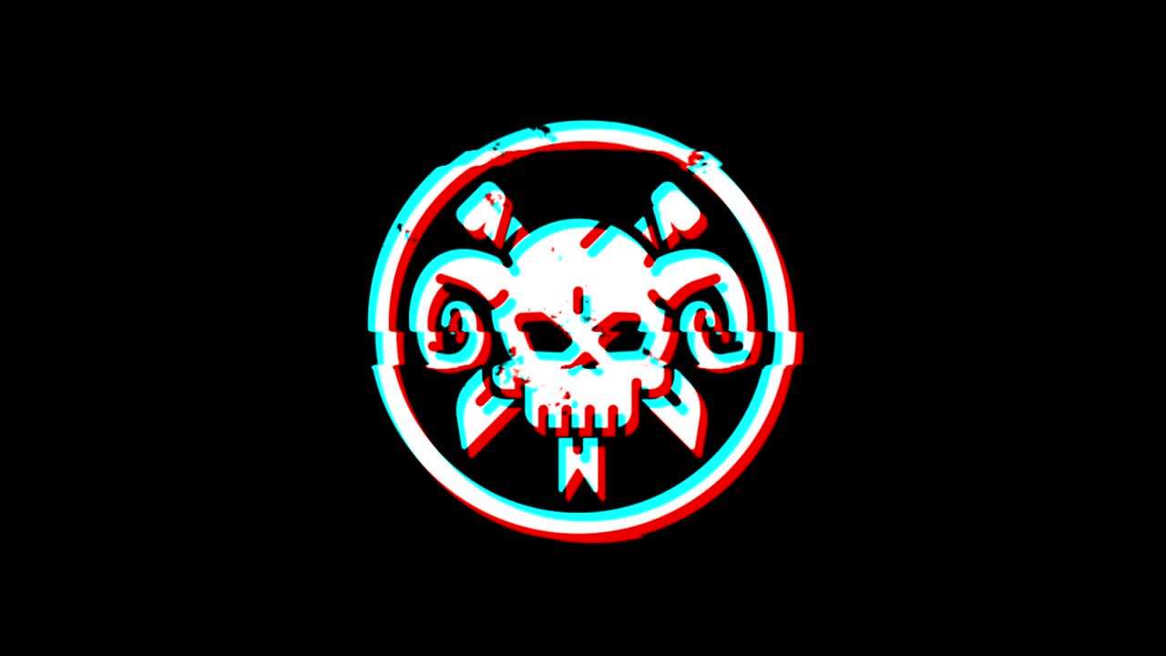 다가오는. 두개골  칼. 설정 표지판. 검은 바탕.