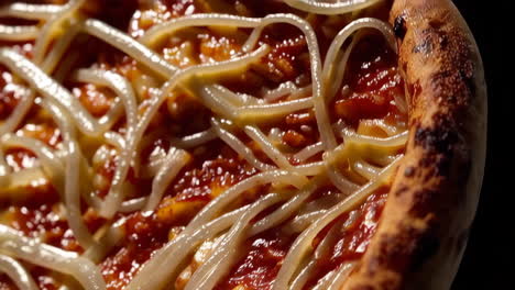 close up of a cheesy pizza