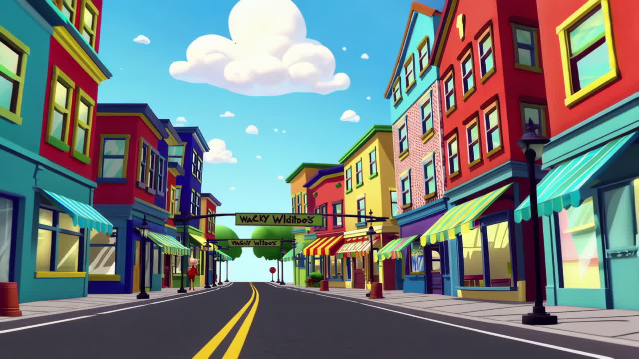Animated Cartoon City with Characters