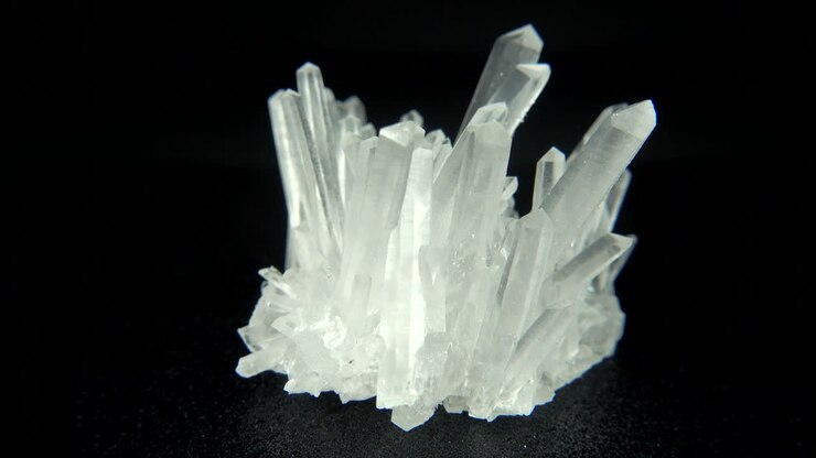 Seamlessly rotating a white mineral (Quartz) in front of black background