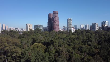 rising view of chapultepec area in mexico city