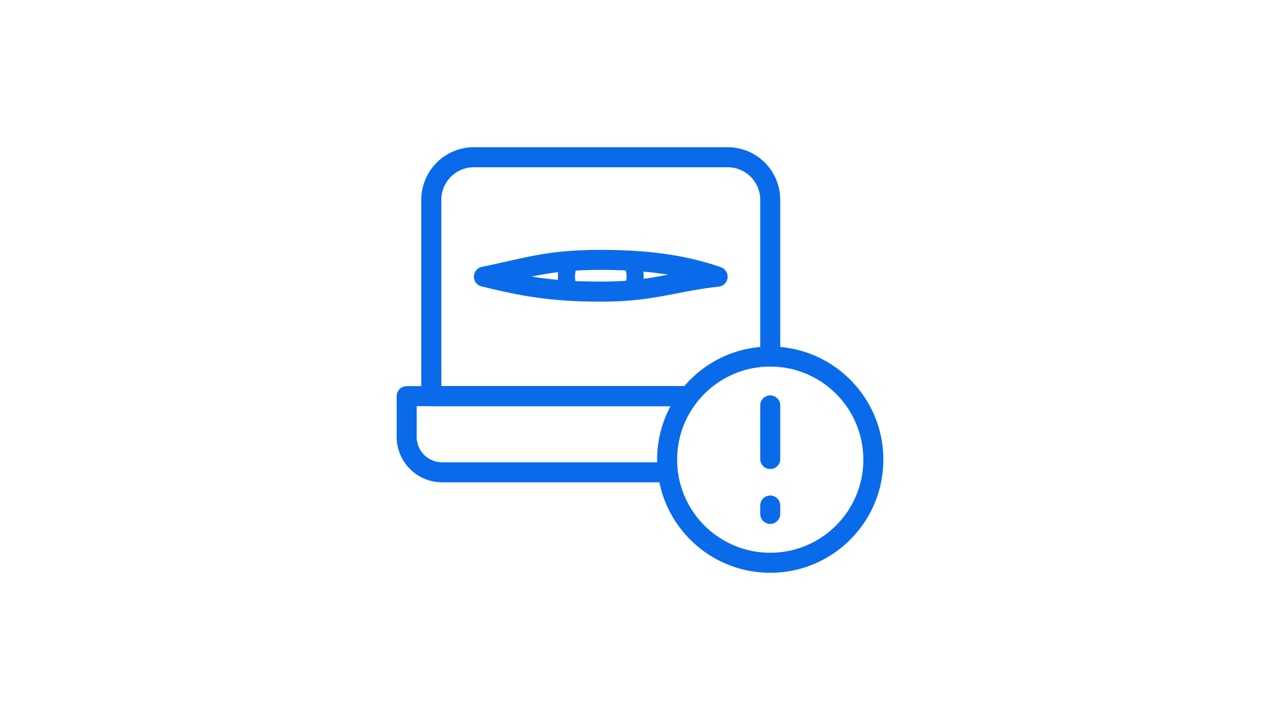 Animated Blue Outline Eye and Warning Icon