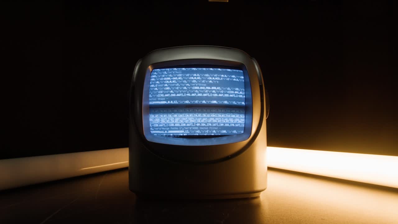 tv retro, televisione vintage in una configurazione nostalgica, una tv retro mostra il grano sullo schermo, dispositivo spaventoso per la notte di halloween buono per chroma key e schermo verde. filmati 4k di alta qualità